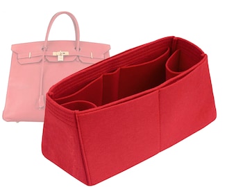 Customizable "Birkin 35 Bag" Felt Bag Insert Organizer And Bag Liner In 17cm/6.6inches Height, Red Color