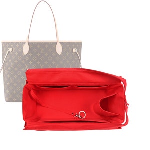 Customizable Neverfull GM Bottom Length 15.7''/39.8 cm Fabric Lined Felt Bag Insert Organizer In 7/18 cm Height, Bag Liner, Red image 1