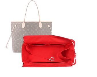 Customizable "Neverfull GM - Bottom Length 15.7''/39.8 cm" Fabric Lined Felt Bag Insert Organizer In 7"/18 cm Height, Bag Liner, Red