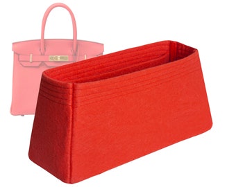 Customizable "Birkin 35 Bag" Felt Bag Insert Organizer And Bag Liner In 17cm/6.6inches Height, Red Color