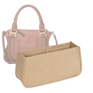 Customizable &quot;Marcie Small-Bottom Satchel Bag&quot; Felt Bag Insert Organizer And Bag Liner In 16 cm/6.2 inches Height, Beige Color