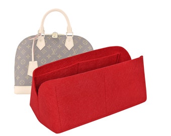 Customizable "Alma PM - Bottom Length 12.5''/32 cm" Felt Bag Insert Organizer In 4.7"/12 cm Height, Bag Liner, Red