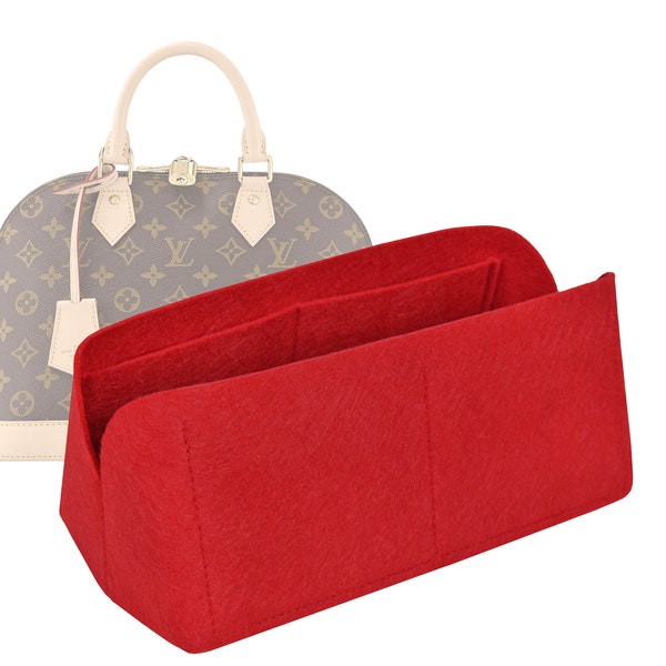 Customizable "Alma PM - Bottom Length 12.5''/32 cm" Felt Bag Insert Organizer In 4.7"/12 cm Height, Bag Liner, Red