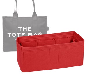 Customizable "The Tote Bag - Bottom Length 16.5''/42 cm" Felt Bag Insert Organizer In 5.9"/15 cm Height, Bag Liner, Red