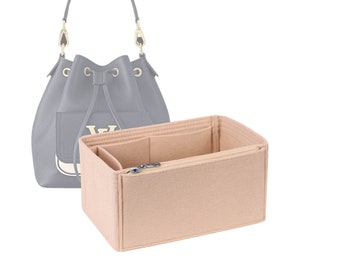 Customizable "LockMe Bucket - Bottom Length 9''/23 cm" Felt Bag Insert Organizer In 4.7"/12 cm Height, Bag Liner, Peach