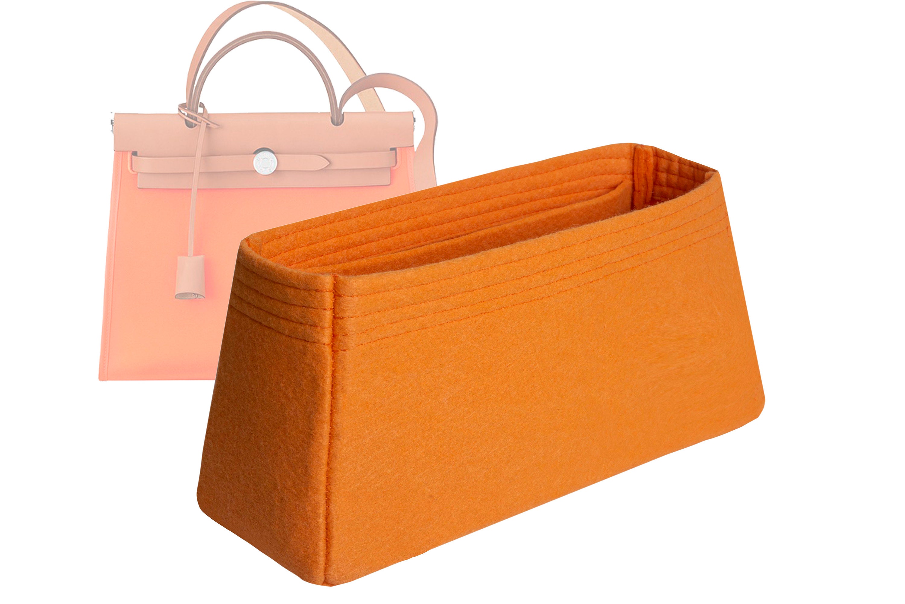 HERMES Herbag PM 31 (2-in-1) Orange Canvas with Dark Brown