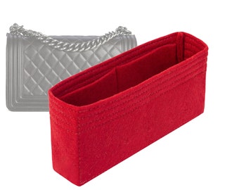 Aanpasbare 'Small Boy Bag'-tas van vilt, opberger en tasvoering, hoogte 8 cm, rode kleur