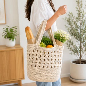 Crochet Tote Bag Pattern PDF, Market Bag Crochet Pattern, Mesh Bag Crochet Pattern, Easy Beginner Crochet Bag, Grocery Bag, Summer Tote Bags