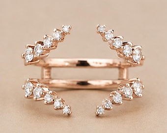 Open Enhancer Ring • Curved Bridal Band • Open Back Stackable Ring • Split Shank Wedding Ring • Ring Guard • Bridal Jewelry • Gift For Her