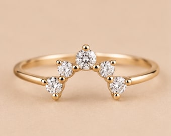 Crown Ring Guard • Open Front Ring Guard • Five Stone Enhancer Ring • Curved Wedding Band • Tiara Style Ring • Stackable Bridal Ring