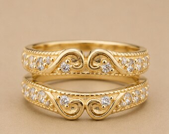 Enhancer Ring • Curved Bridal Band • Stackable Wedding Ring • Wedding Jewelry • Bridal Ring Guard • Wedding Band • Vintage Style Ring