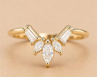 Marquise Ring Guard • V Shape Ring Guard • Open Front Ring Guard • Curved Enhancer Ring • Baguette Accent Ring • Stackable Bridal Ring