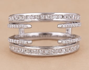 Open Front Enhancer Ring • Double Band Ring • Channel Set Wedding Band • Cuff Ring • Minimalist Stackable Ring • Gift For Her