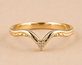 V Shape Ring Guard • Leaf Engraved Ring • Open Front Ring Guard • Curved Enhancer Ring • Floral Accent Band • Stackable Bridal Ring
