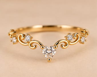 Heart Ring Guard • Scrollwork Ring Guard • Open Front Enhancer Ring • Curved Wedding Band • Ornate Accent Ring • Bridal Ring • Gift For Her