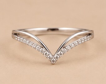 Chevron Ring Guard • V Shape Ring Guard • Curved Ring Guard • Open Front Enhancer Ring • Wedding Band • Stackable Bridal Ring • Gift For Her
