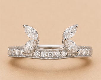 Leaf Ring Guard • Marquise Leaf Ring • Ring Guard • Floral Accent Band • Nature Inspired Wedding Ring • Stackable Ring • Gift For Her