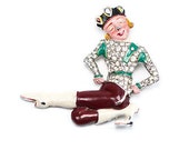 VHF Trifari Figural David Mir 'Ivan' Russian Dancer Enamel Pin Fur Clip Kac 1941 Book Piece