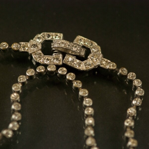 Art Deco Bracelet Brilliant Rhinestone Head Light Design