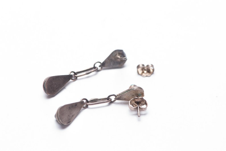 Vintage Sterling /& Turquoise Zuni Drop Dangle Earrings Native American