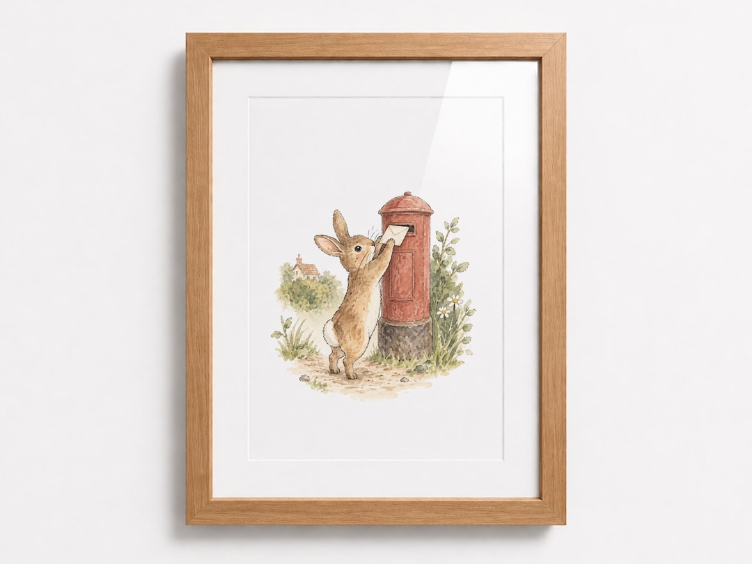 Rabbit Nursery Print | Watercolour Woodland Animal Wall Art | Storybook ...