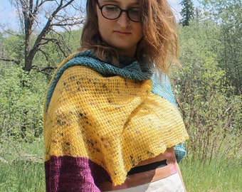 Knitting PATTERN Aura Shawl Poncho Shrug Cowl Scarf Wrap Capelet