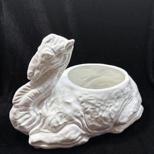 Vintage Italian Pottery White Glaze Ceramic 12 in Figural Camel Cache Pot Planter