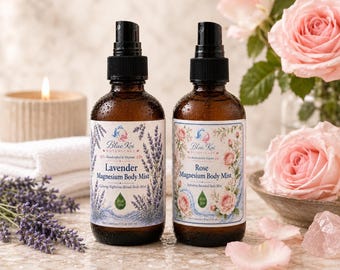 Magnesium Body Mist med aloe vera, lavendel- och rosspray, botanisk hudspray, avslappnande nattspray, uppfriskande kroppsspray, aloe vera, magnesiumspray