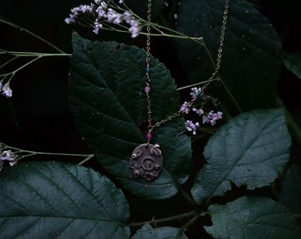 Collier "La belle au bois dormant" bronze, tourmaline rose