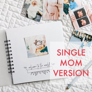 SINGLE MOM Baby Book: The Minimalist | Modern Baby Shower Gift Simple Baby Book Journal Album Pregnancy Gift
