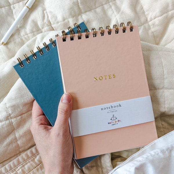 Notebook: "Notes" Gold Foil Stamped Journal | Wire bound spiral notebooks journal lined blank dotted hardcover