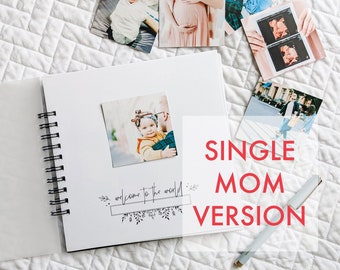 SINGLE MOM Baby Book: The Minimalist | Modern Baby Shower Gift Simple Baby Book Journal Album Pregnancy Gift