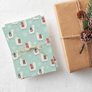 Lamas Weihnachtskarte 10er oder 25er Set | Lama-niedliche Tierfeiertags-Weihnachtskarte, nicht Foto-Weihnachten, die innen leere Karte recycelt wird