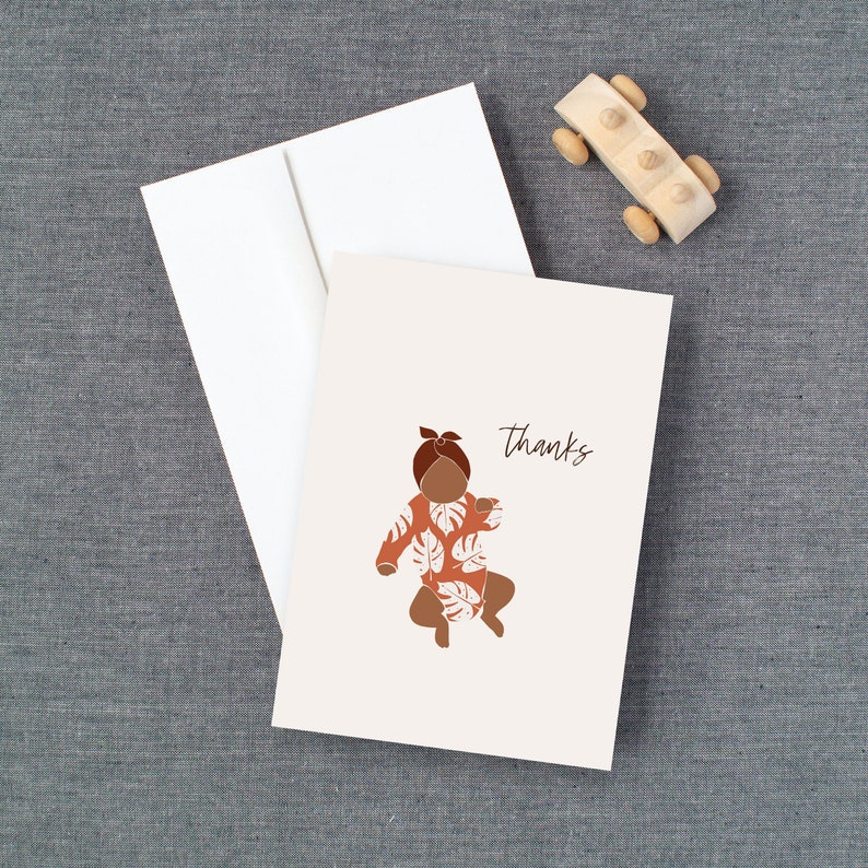 Tackkort för nyfödda (10-pack), välj kön och hudfärg | Tackkort för babyshower, flicka, pojke, brev med kuvert bild 2