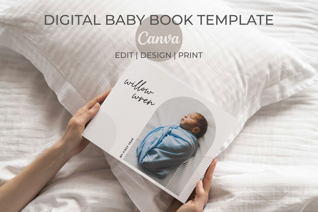 Digital Baby Book Template Neutral Arches Printable First Year Baby