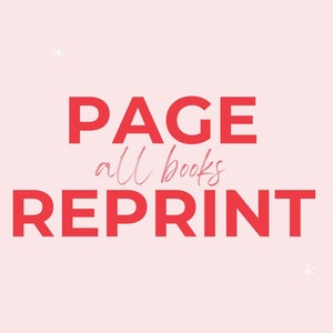 May include: A pink background with white stars and the text "PAGE all books REPRINT" in red.