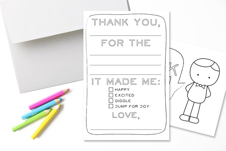 Fill-in-the-blank Printable Thank You Cards for Kids // Fill - Etsy