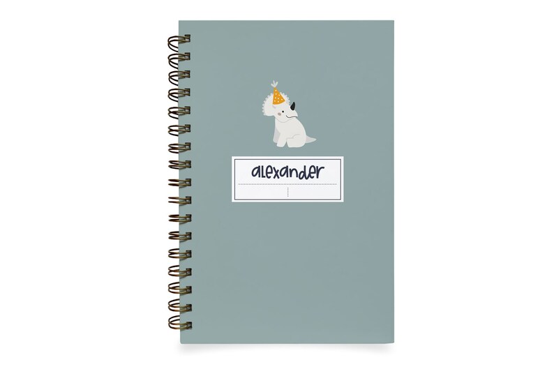 Dinosaur Party Notebook for Kids Dino Minimalist Cute Personalized Gift for Kids Boys Planner Journal Back to School image 1