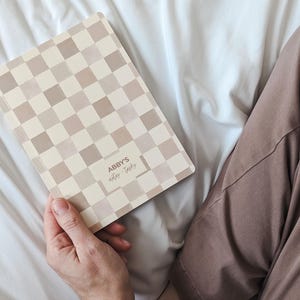 Retro Checkerboard Notebook Journal | Personalized Softcover Vintage bound notebook with lined pages & reference pages for creatives
