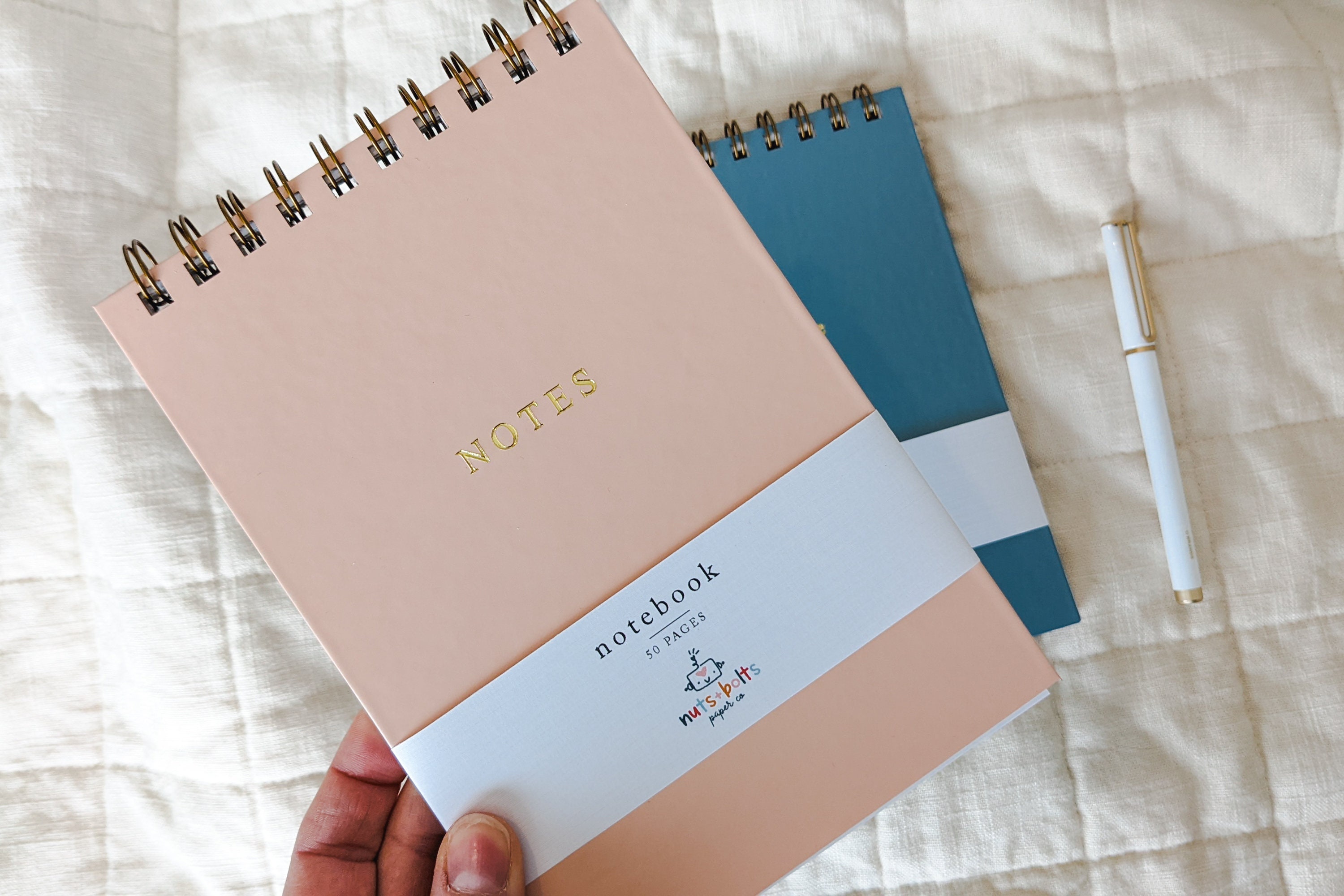 Painterly Stripes And Gold Foil Dots Spiral Notebook