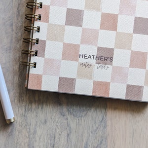Personalized Notebook Journal Planner: Retro Checkerboard. Wire bound spiral notebooks planners lined or blank pages with soft or hardcover