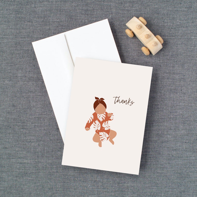 Tackkort för nyfödda (10-pack), välj kön och hudfärg | Tackkort för babyshower, flicka, pojke, brev med kuvert bild 4