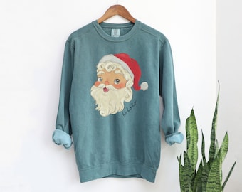 Vintage Santa Ho Ho Ho Christmas Sweatshirt | Women's Merry Christmas Santa Ho Ho Ho Family Holiday Sweater Sweatshirt Graphic tee