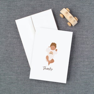 Tackkort för nyfödda (10-pack), välj kön och hudfärg | Tackkort för babyshower, flicka, pojke, brev med kuvert bild 1