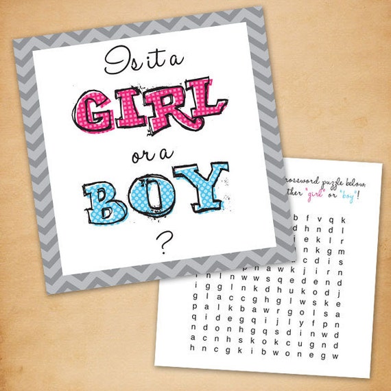 Items similar to Printable Gender Reveal Word Search Card With Envelope