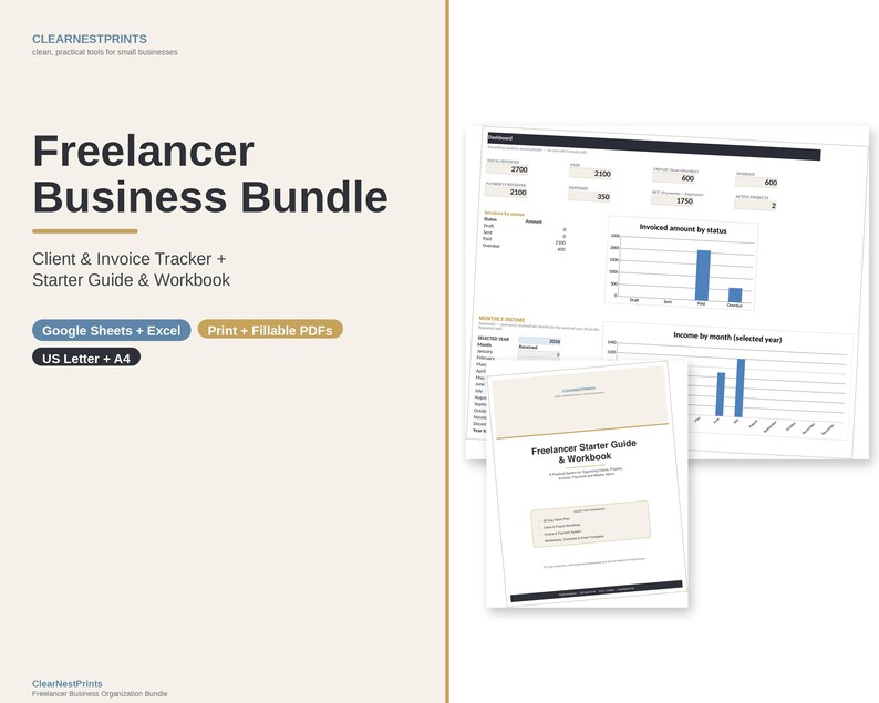 Freelancer Business Bundle, Client Invoice Tracker Google Sheets and ...