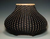 Reserved for Anita - Contemporary hand woven twill cat 39 s head basket in black and walnut