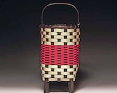 Hand woven Mayberry Basket in red and black