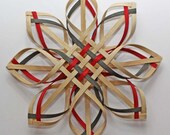 handwoven Carolina Snowflakes in walnut red green