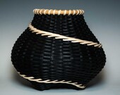 Handwoven black Signature basket with walnut overlay